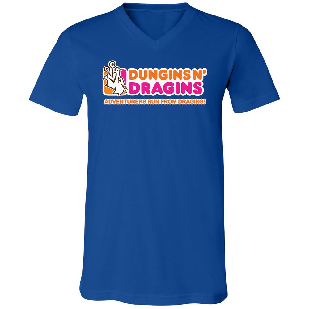 Dungins & Dragins Unisex V-Neck T-Shirt - True Royal - 4