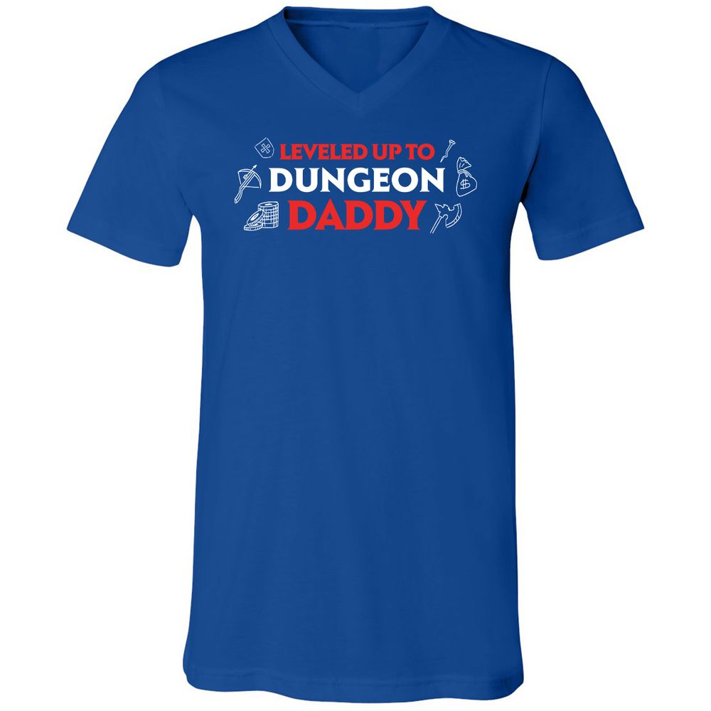 Leveled Up To Dungeon Daddy Unisex V-Neck T-Shirt - True Royal - 4