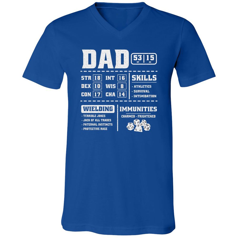 Dad Stat Block 2 Unisex V-Neck T-Shirt - True Royal - 4
