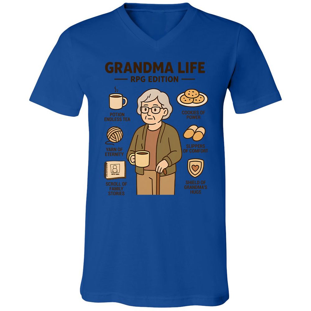 Grandma Life RPG Edition Unisex V-Neck T-Shirt - True Royal - 4
