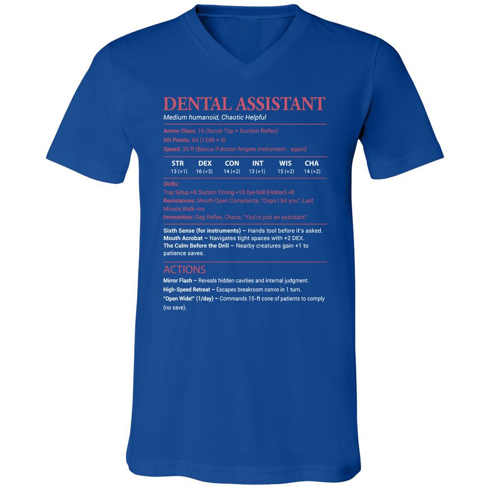 Dental Assistant Unisex V-Neck T-Shirt - True Royal - 4