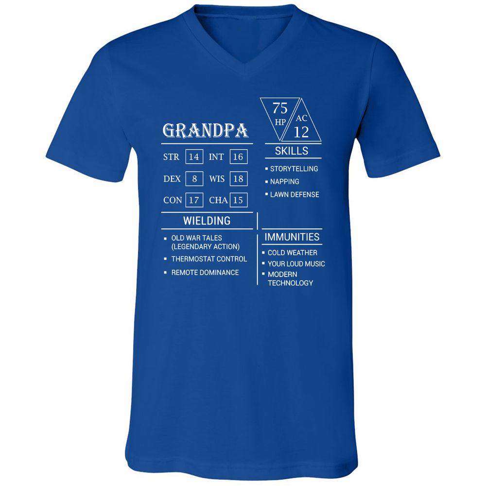 Grandpa Stats Unisex V-Neck T-Shirt - True Royal - 4
