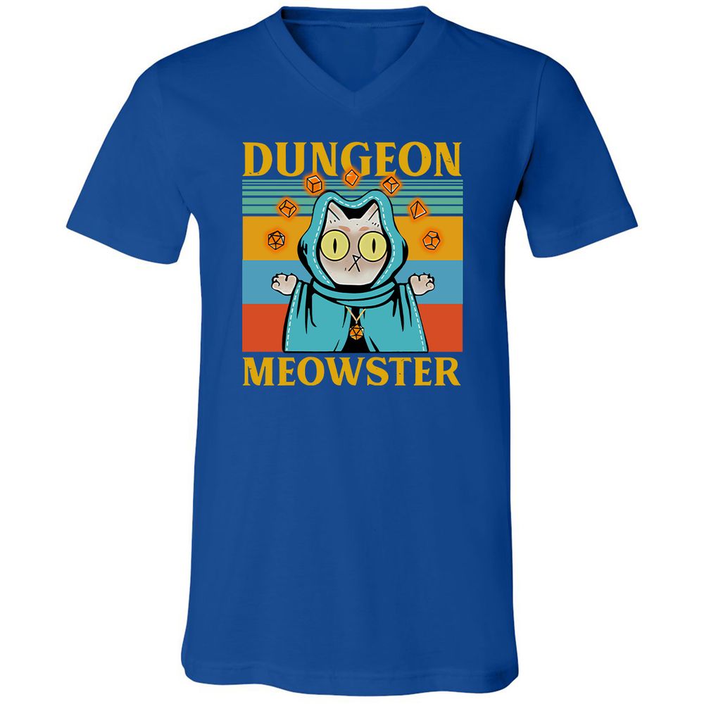 Dungeon Meowster Unisex V-Neck T-Shirt - True Royal - 4