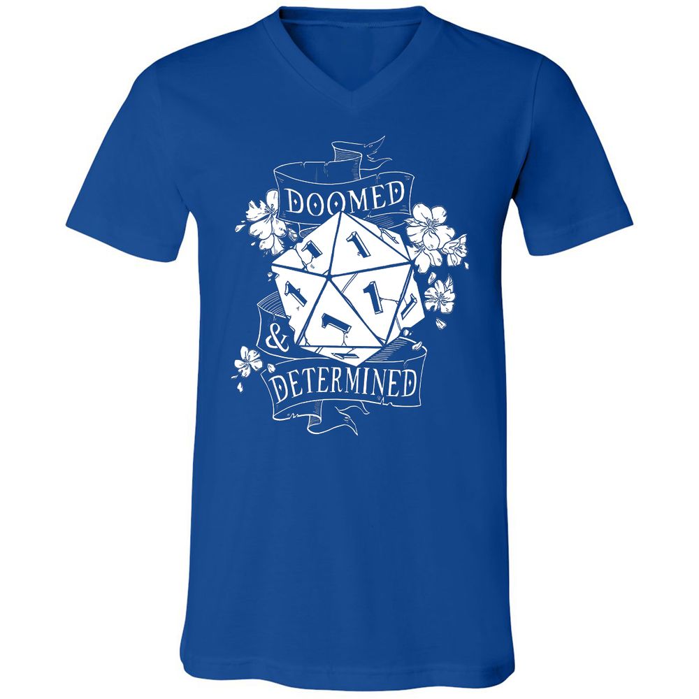 Doomed Determined Unisex V-Neck T-Shirt - True Royal - 4