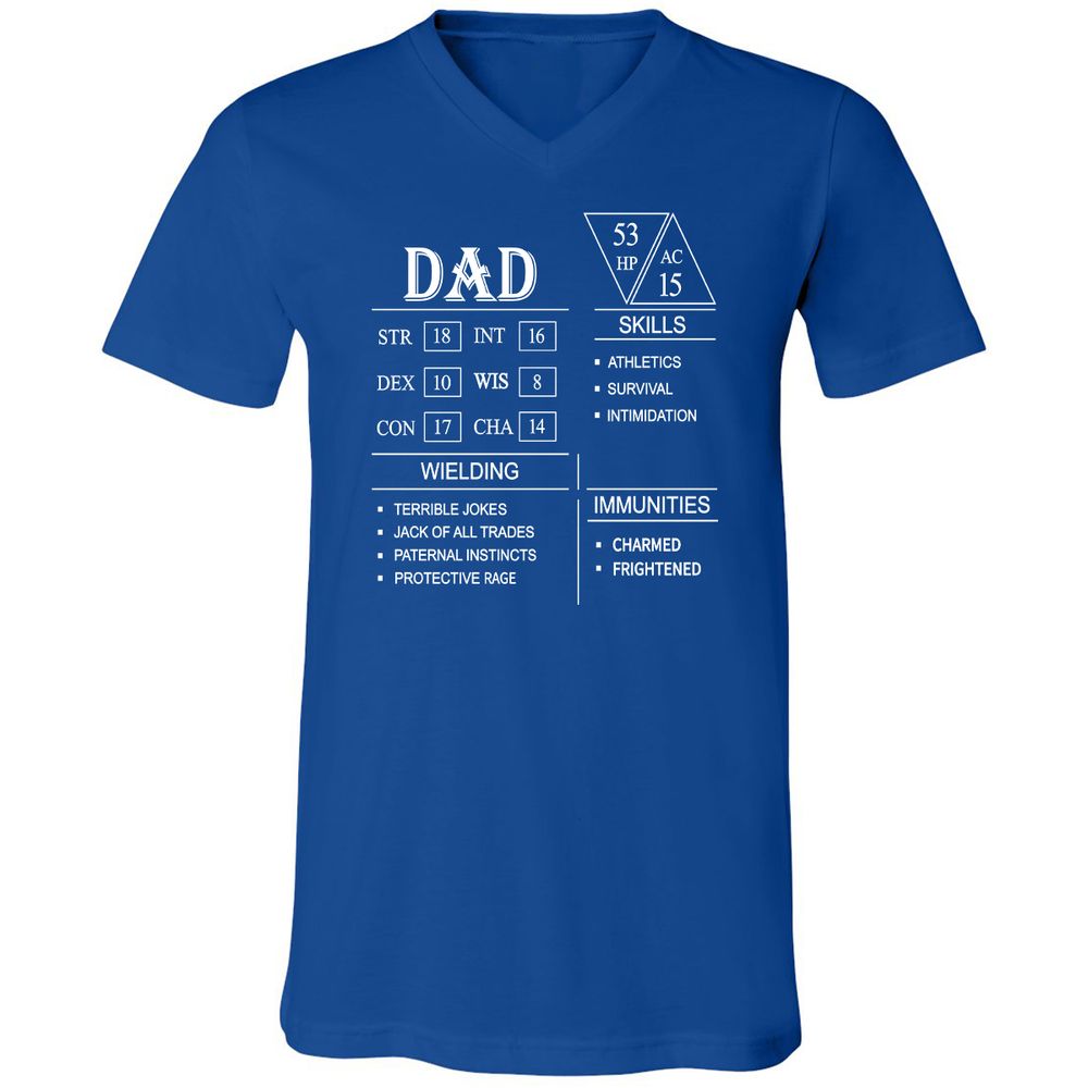 Dad Stat Block Unisex V-Neck T-Shirt - True Royal - 4