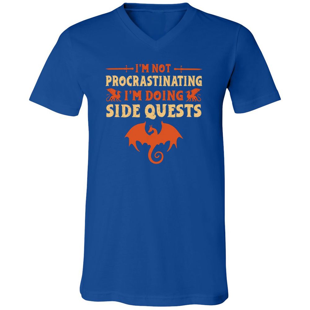 I'm Doing Side Quests Unisex V-Neck T-Shirt - True Royal - 4