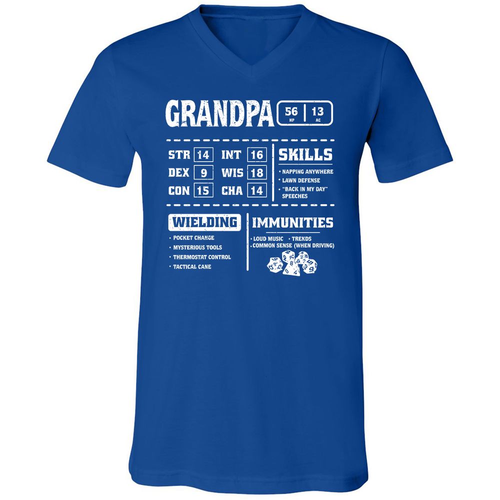 Grandpa Stats 2 Unisex V-Neck T-Shirt - True Royal - 4