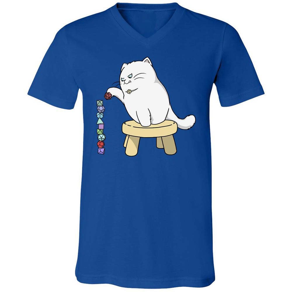 Cat Stacking Dice Unisex V-Neck T-Shirt - True Royal - 4