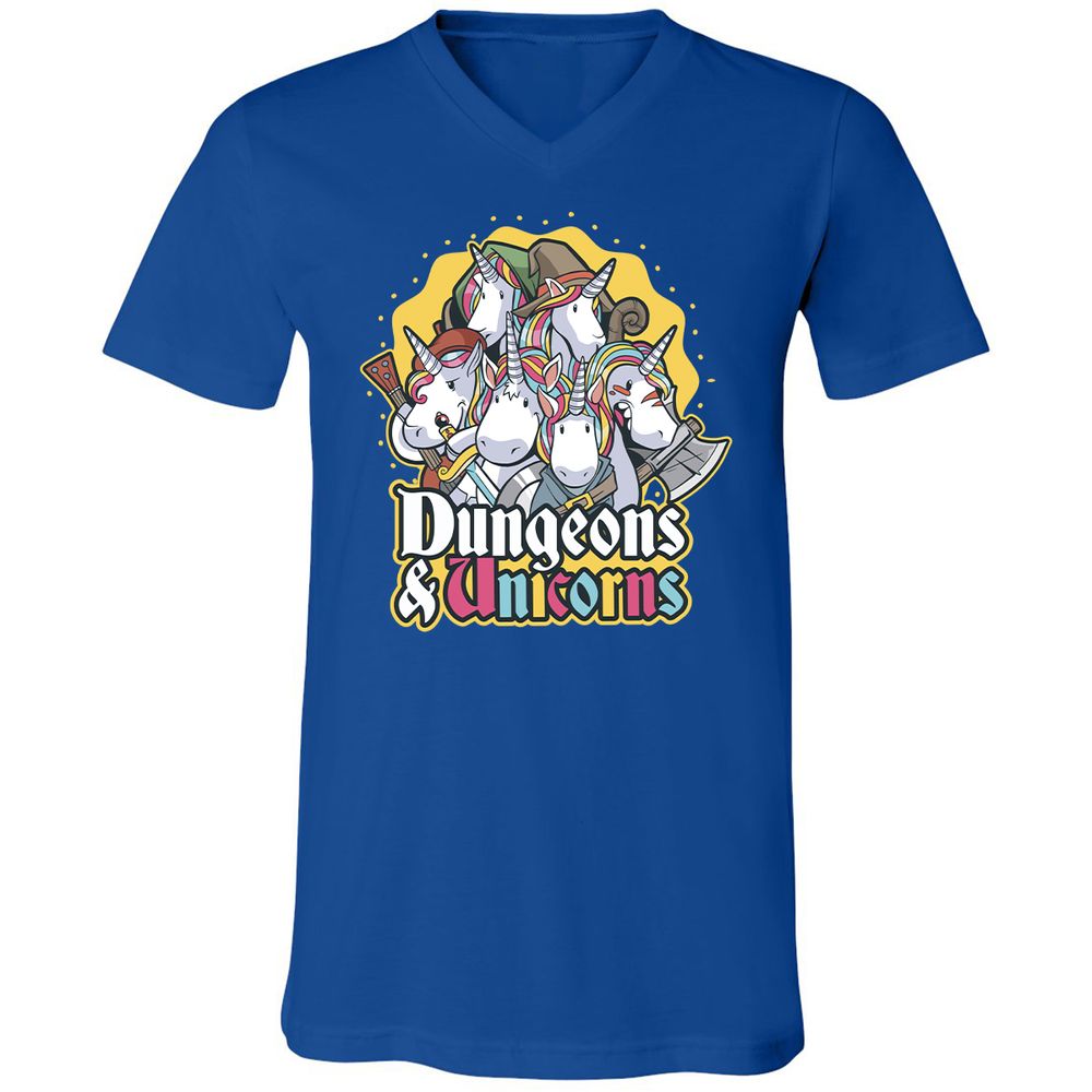 Dungeons And Unicorns Unisex V-Neck T-Shirt - True Royal - 4