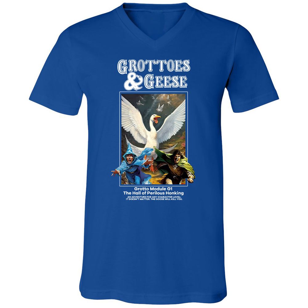 Grottoes & Geese Unisex V-Neck T-Shirt - True Royal - 4