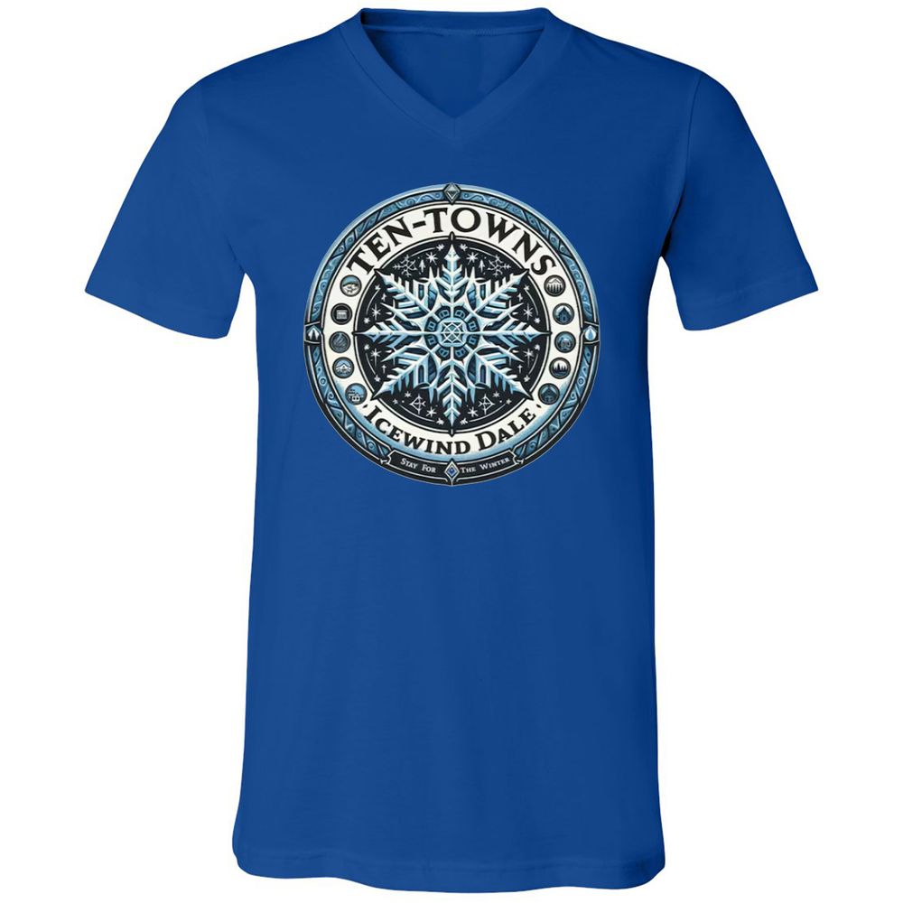 Ten-Towns Icewind Dale Unisex V-Neck T-Shirt - True Royal - 4