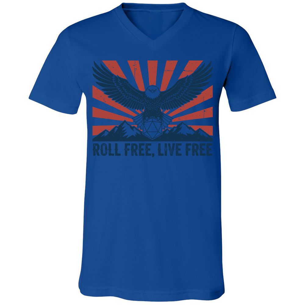 Roll Free, Live Free Unisex V-Neck T-Shirt - True Royal - 4
