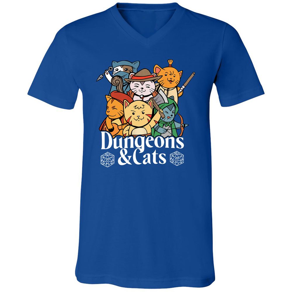 Dungeons & Cats Unisex V-Neck T-Shirt - True Royal - 4