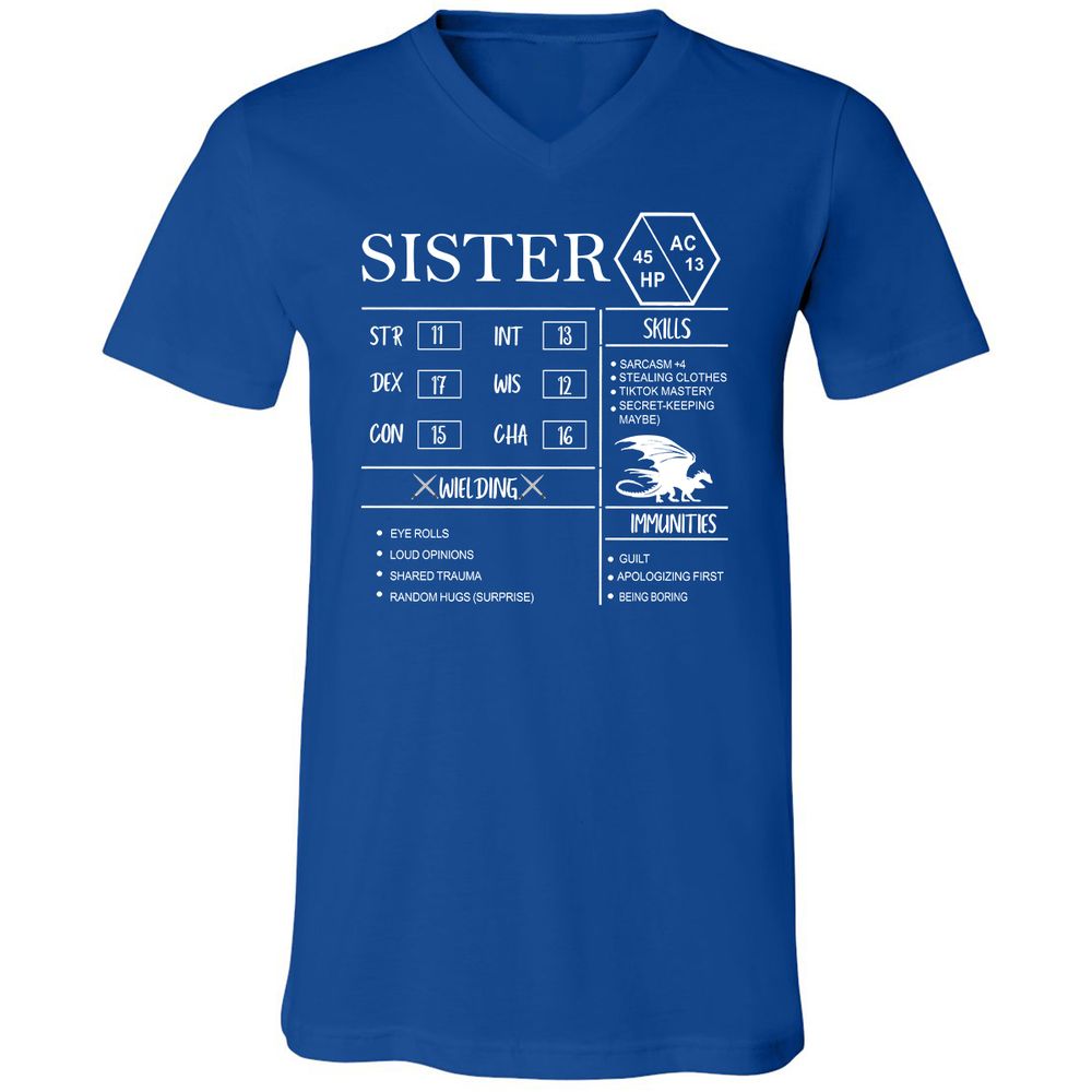 Sister Stats Unisex V-Neck T-Shirt - True Royal - 4