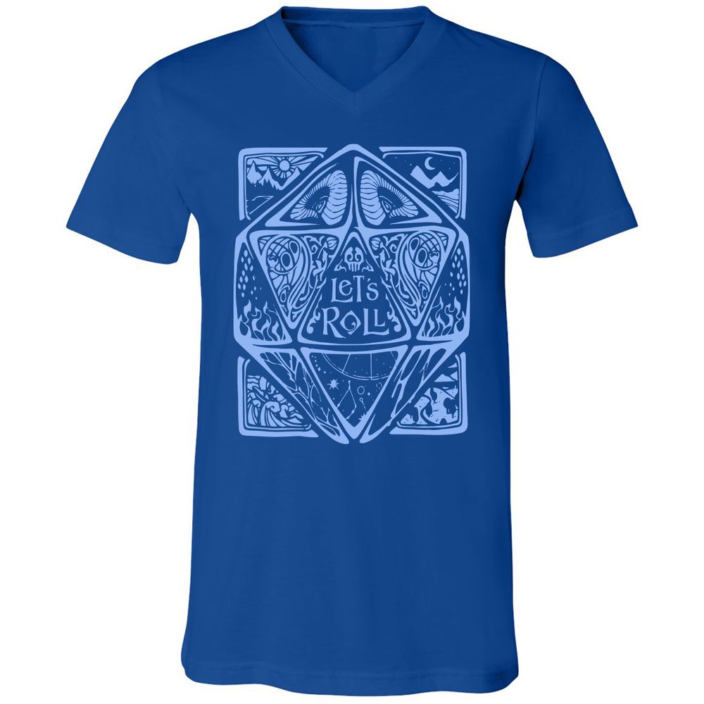 Let's Roll Unisex V-Neck T-Shirt - True Royal - 4