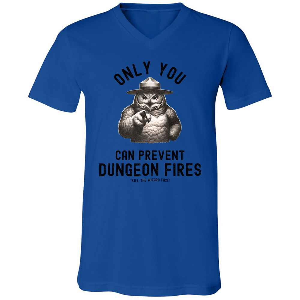Only You Can Prevent Dungeon Fires Unisex V-Neck T-Shirt - True Royal - 4