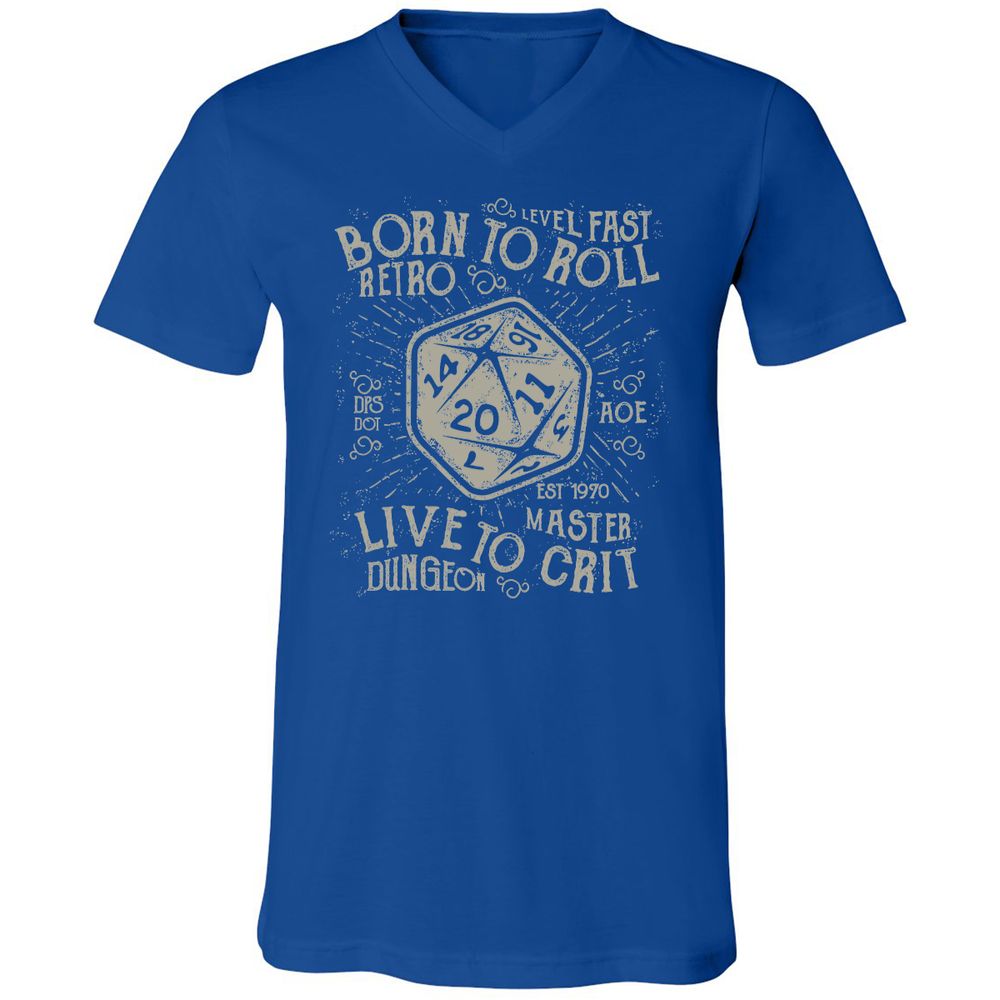 Born To Roll Live To Crit Unisex V-Neck T-Shirt - True Royal - 4