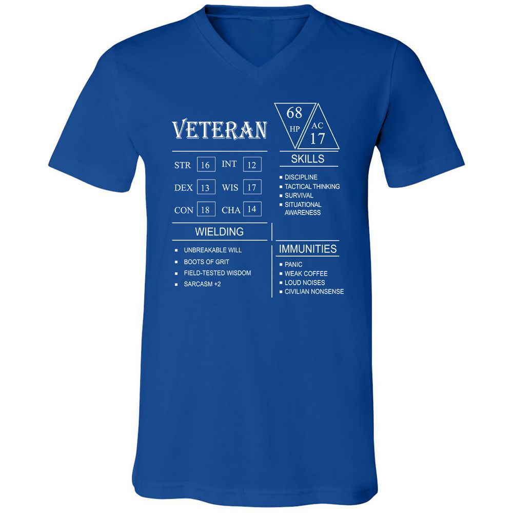 Veteran New Unisex V-Neck T-Shirt - True Royal - 4
