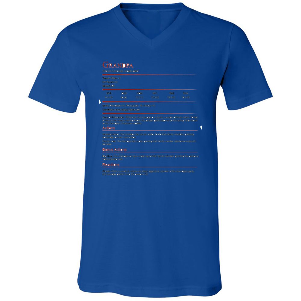 Grandpa Stat Block Unisex V-Neck T-Shirt - True Royal - 4