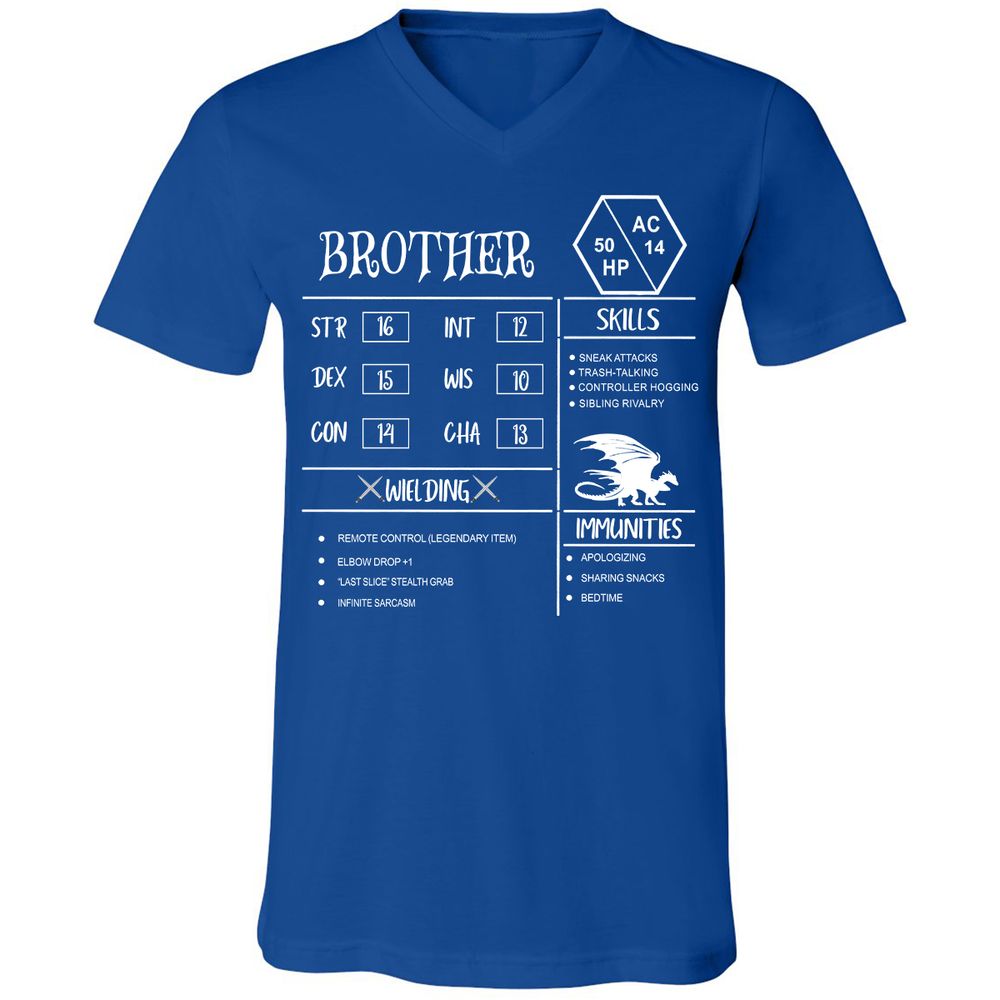 Brother Stats Unisex V-Neck T-Shirt - True Royal - 4