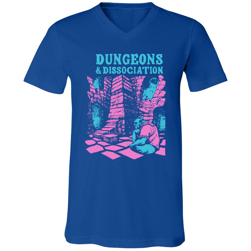 Dungeons And Dissociation Unisex V-Neck T-Shirt - True Royal - 4