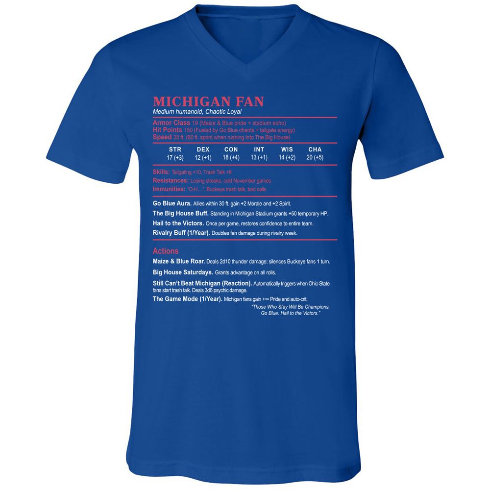 MICHIGAN FAN Unisex V-Neck T-Shirt - True Royal - 4