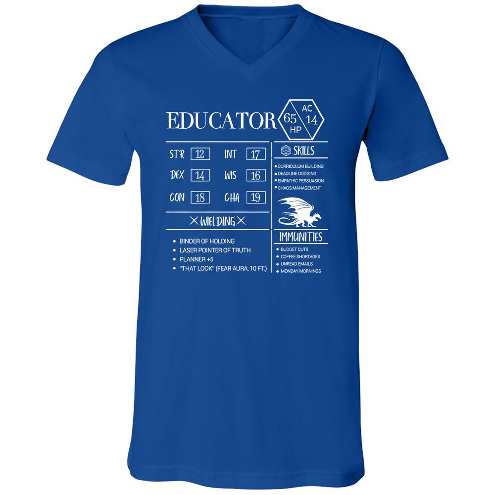 Educator New Unisex V-Neck T-Shirt - True Royal - 4