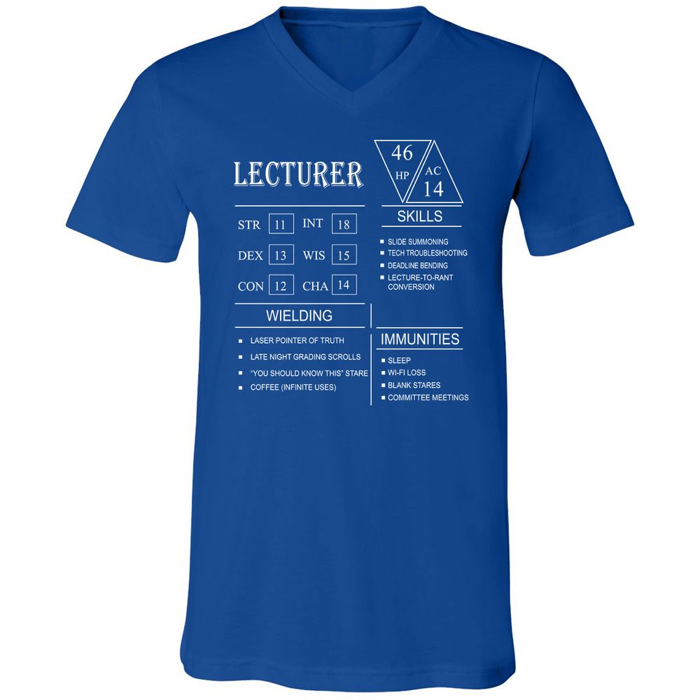 Lecturer New Unisex V-Neck T-Shirt - True Royal - 4
