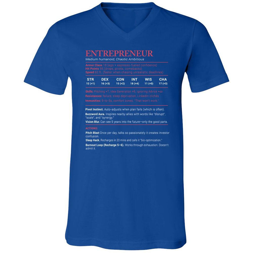 Entrepreneur Stats Unisex V-Neck T-Shirt - True Royal - 4