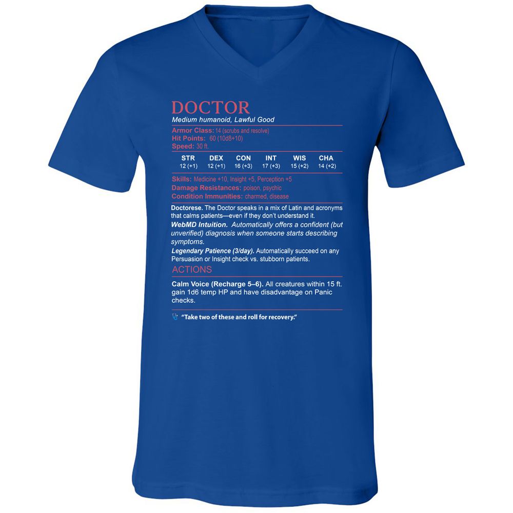 Doctor Stats Unisex V-Neck T-Shirt - True Royal - 4