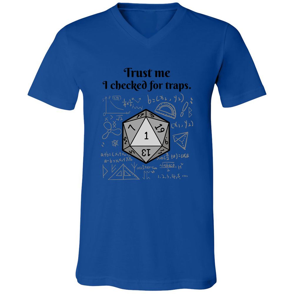 Trust me, I checked for traps. Unisex V-Neck T-Shirt - True Royal - 4