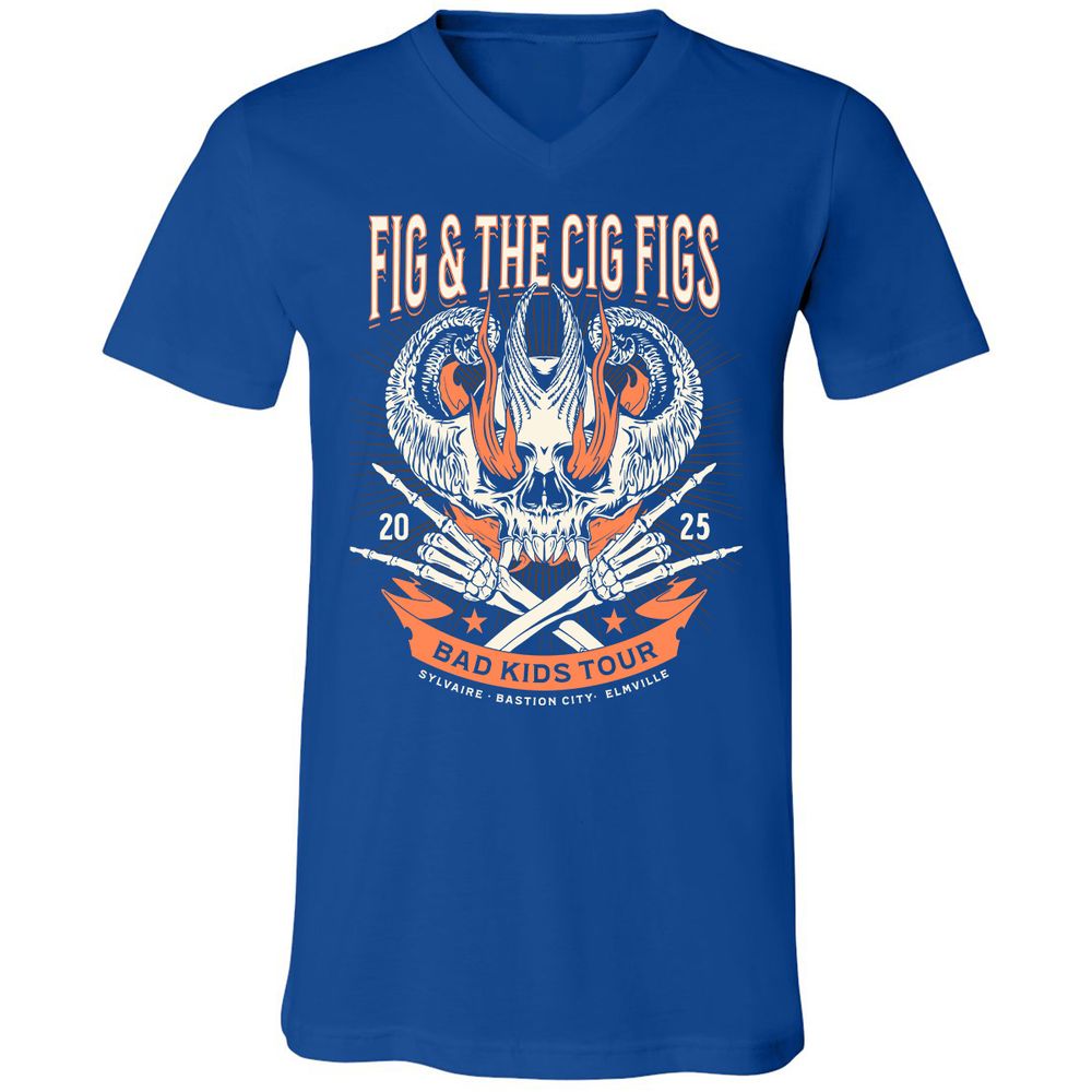 Fig and the Cig Figs, Dimension 20 Unisex V-Neck T-Shirt - True Royal - 4