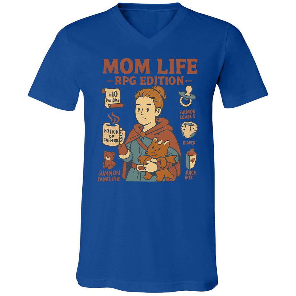 Mom Life RPG Edition Unisex V-Neck T-Shirt - True Royal - 4