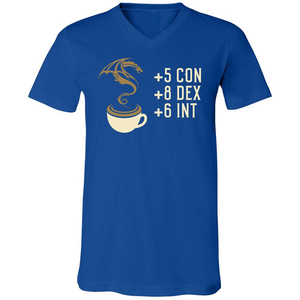 Coffee Dragon Unisex V-Neck T-Shirt - True Royal - 4