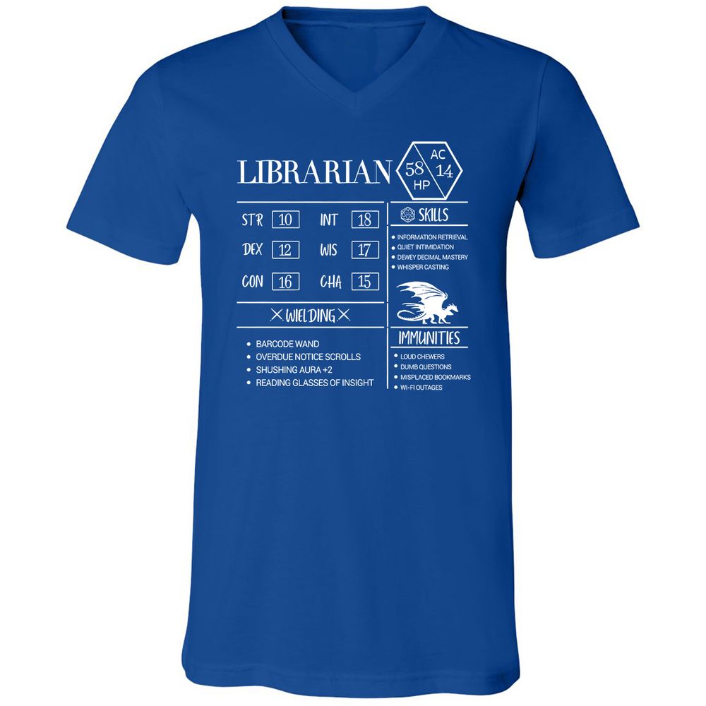 Librarian New Unisex V-Neck T-Shirt - True Royal - 4