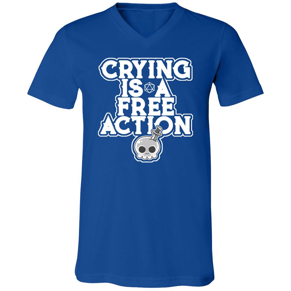 Crying Is A Free Action Unisex V-Neck T-Shirt - True Royal - 4
