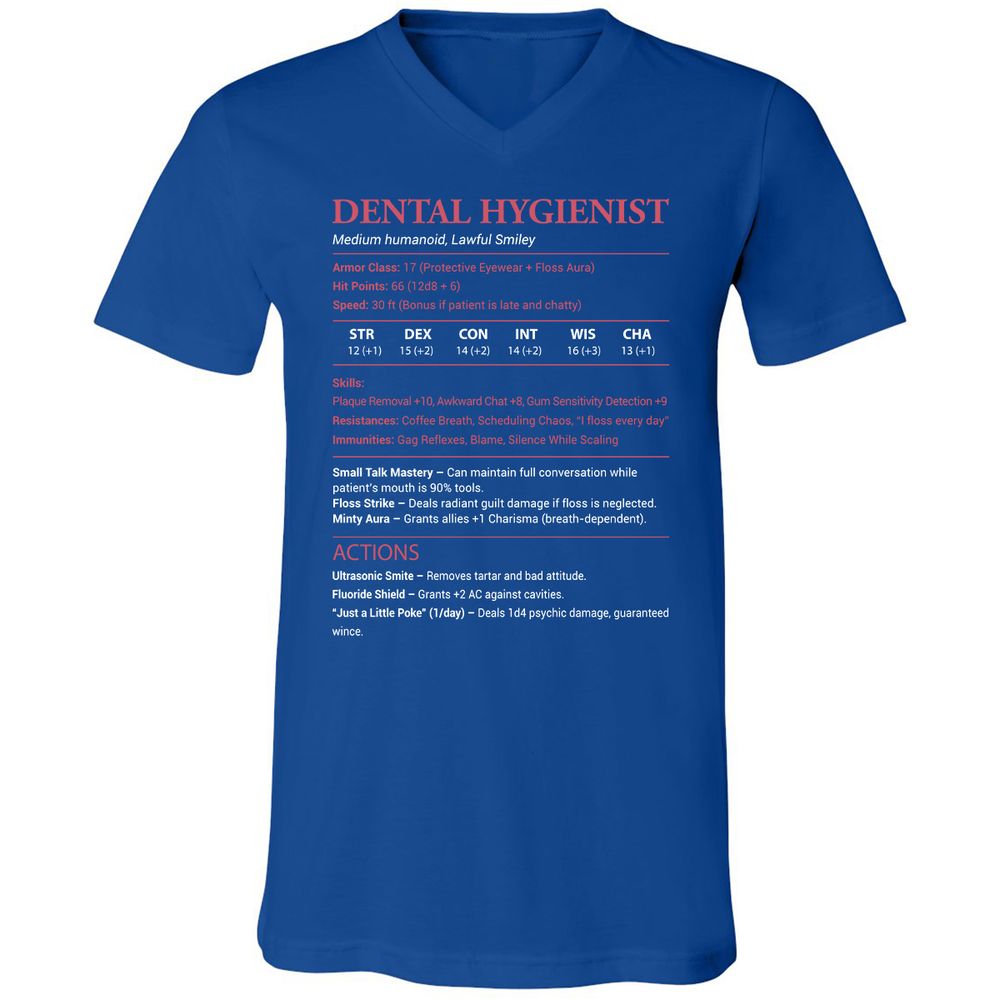 Dental Hygienist Unisex V-Neck T-Shirt - True Royal - 4