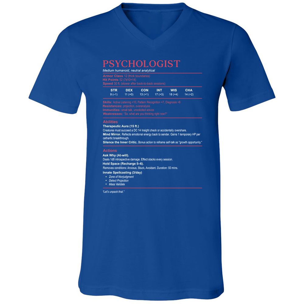 Psychologist Stats Unisex V-Neck T-Shirt - True Royal - 4