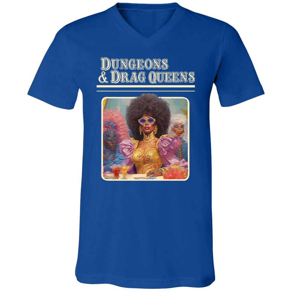 Dungeons & Drag Queens Unisex V-Neck T-Shirt - True Royal - 4