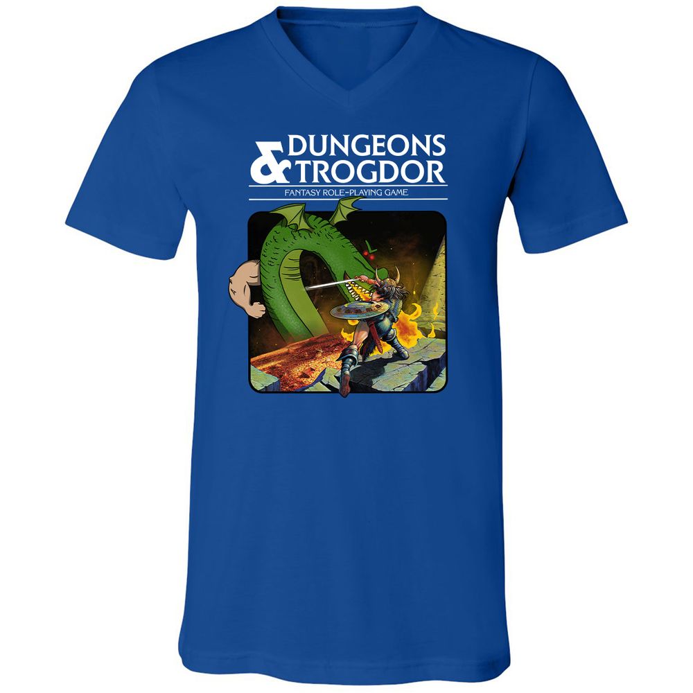 Trogdor Unisex V-Neck T-Shirt - True Royal - 4