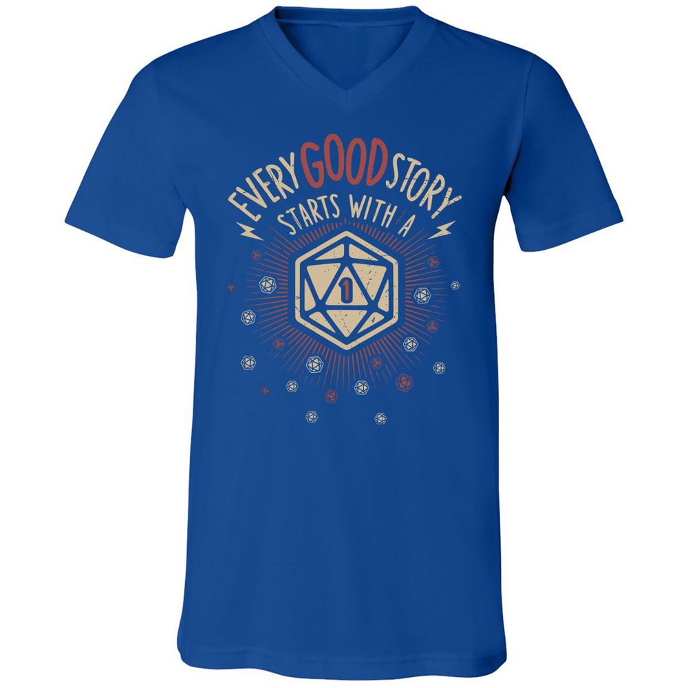 Good Story Starts With A 1 Unisex V-Neck T-Shirt - True Royal - 4