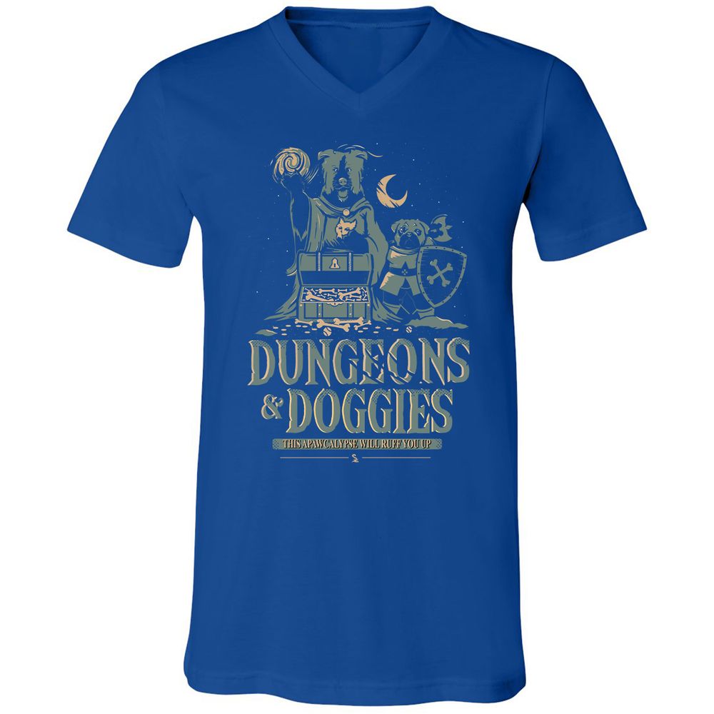 Dungeons & Doggies Unisex V-Neck T-Shirt - True Royal - 4