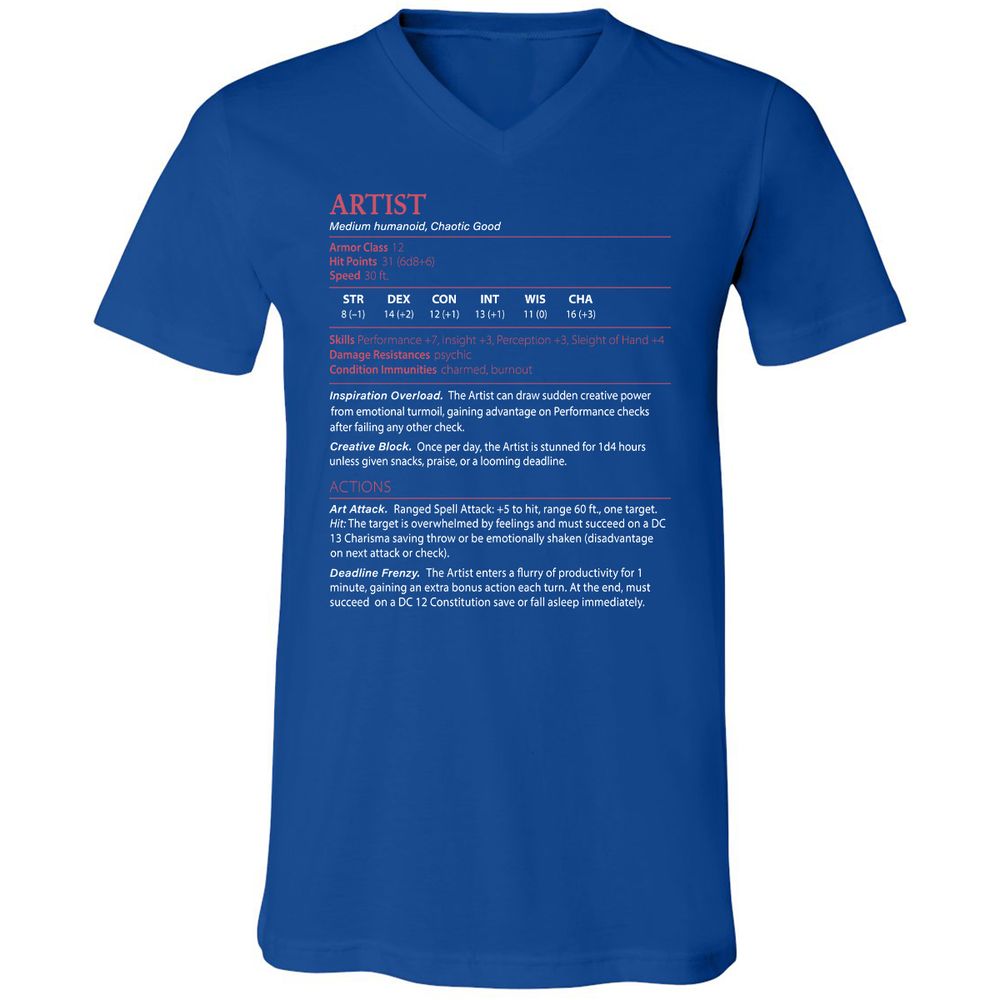 Artist Stats Unisex V-Neck T-Shirt - True Royal - 4