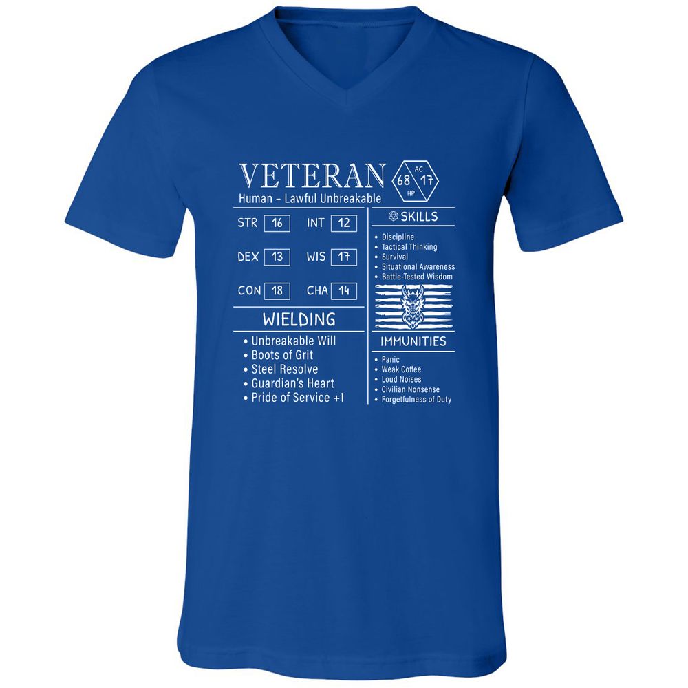 2710 veteran stats new Unisex V-Neck T-Shirt - True Royal - 4