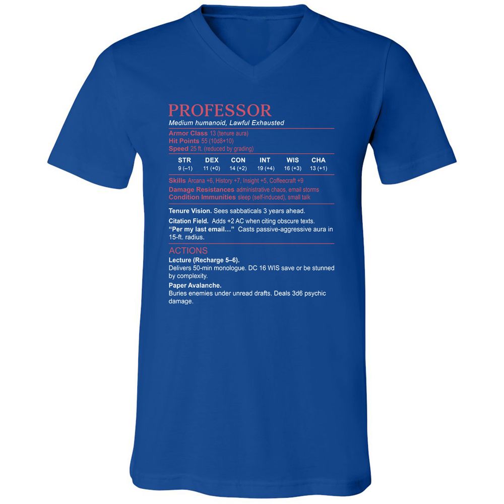 Professor Stats Unisex V-Neck T-Shirt - True Royal - 4