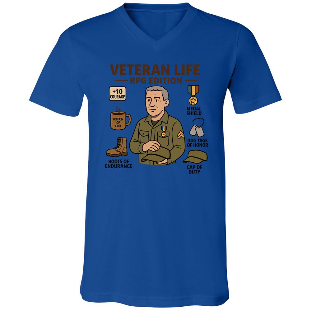 Veteran Life RPG Edition Unisex V-Neck T-Shirt - True Royal - 4
