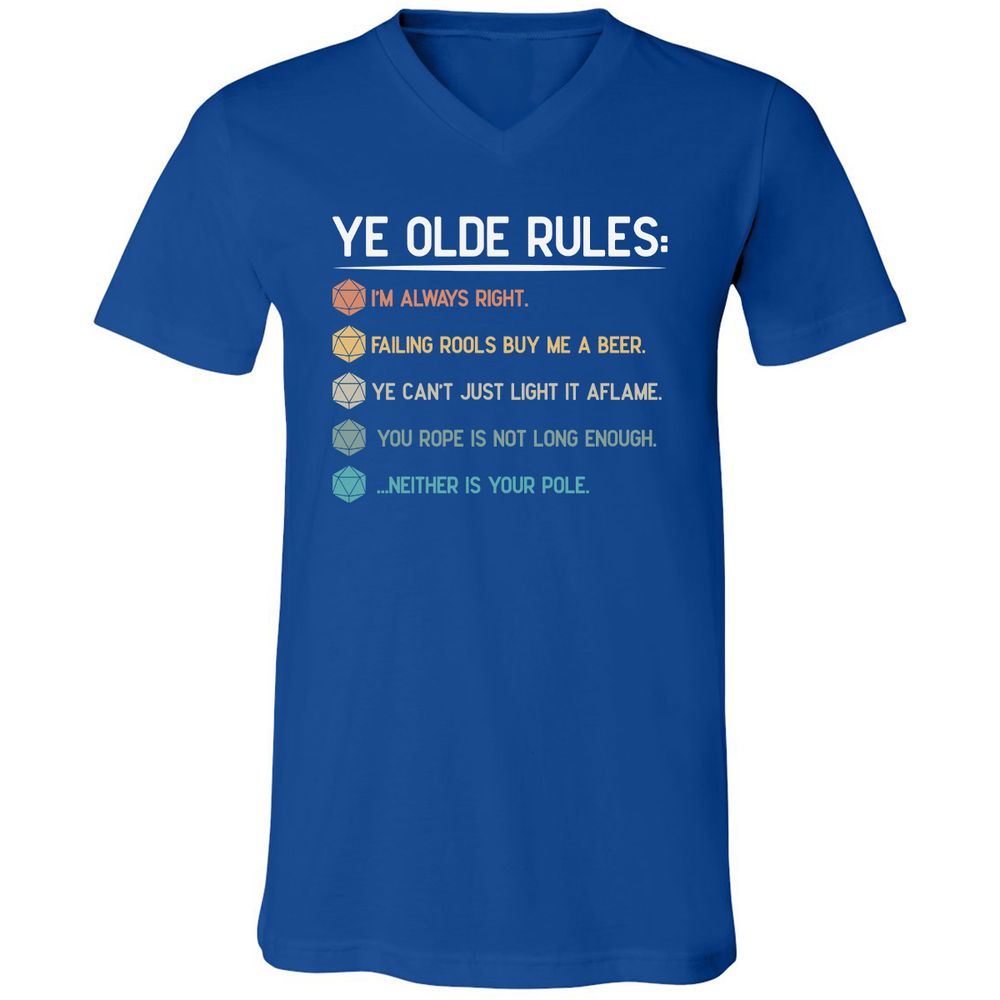 Dungeon Master Rules – Ye Olde RPG Unisex V-Neck T-Shirt - True Royal - 4