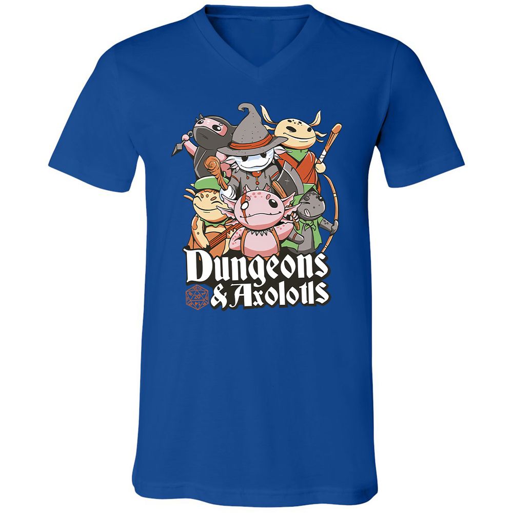 Dungeons And Axolotls Unisex V-Neck T-Shirt - True Royal - 4