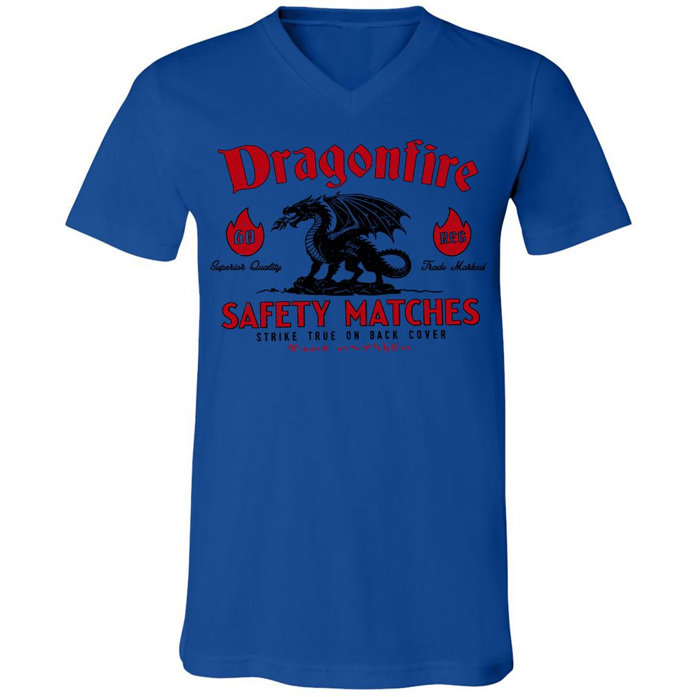 Dragonfire Unisex V-Neck T-Shirt - True Royal - 4