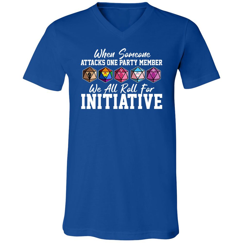 LGBT Roll For Initiative Unisex V-Neck T-Shirt - True Royal - 4